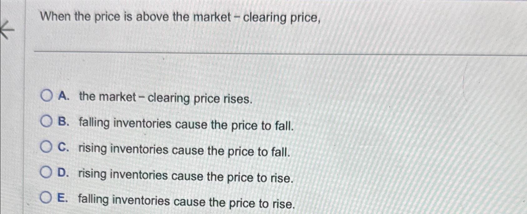 Solved When the price is above the market - ﻿clearing | Chegg.com