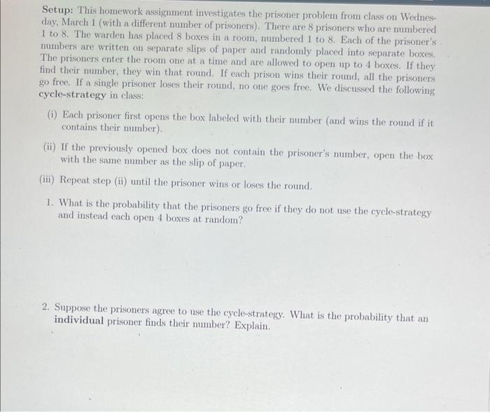 Solved Setup: This homework assignment investigates the | Chegg.com
