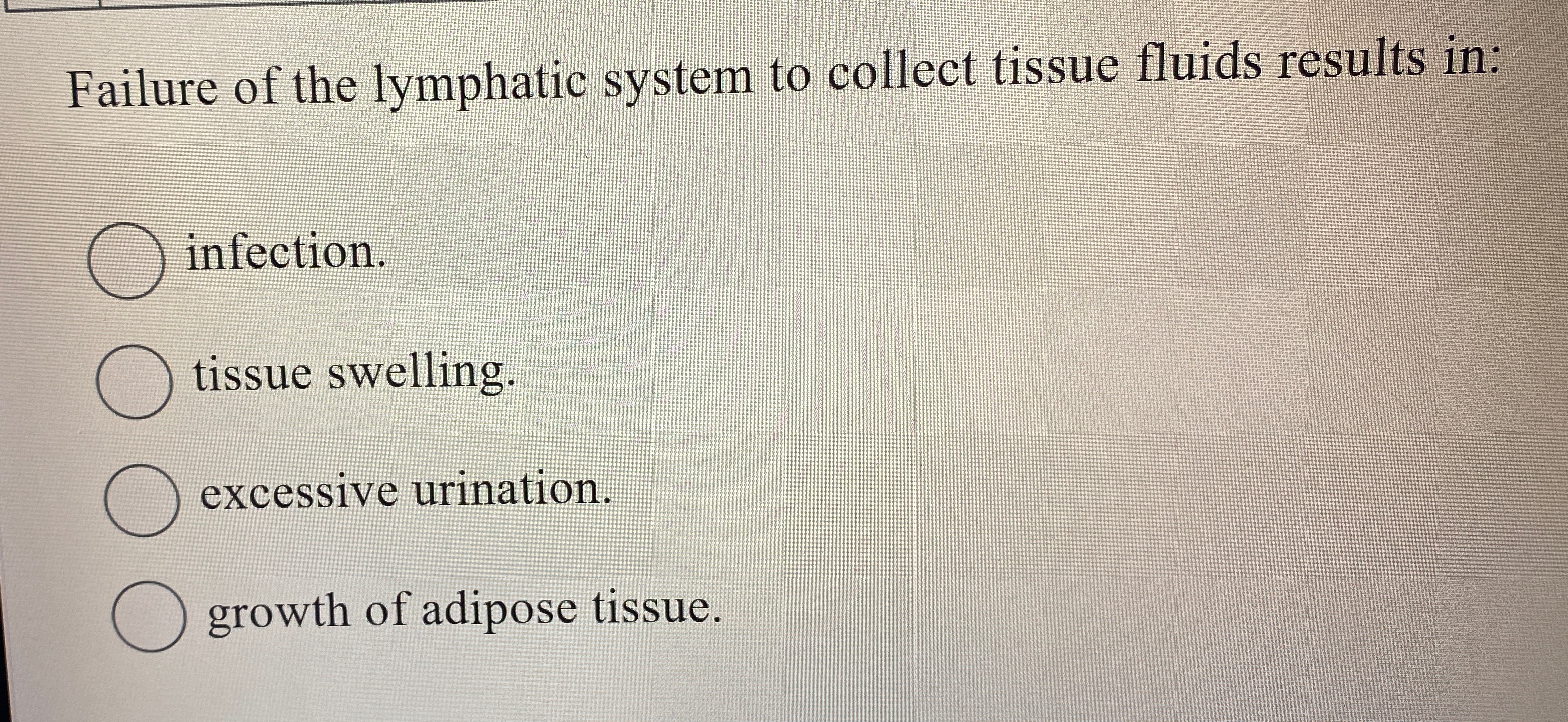 Solved Failure of the lymphatic system to collect tissue | Chegg.com