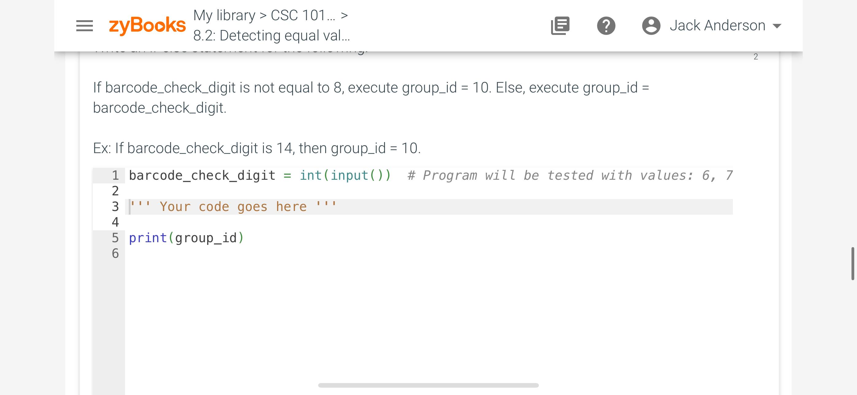 Solved ZyBooks My ﻿library > CSC 101dots > ﻿82. ﻿Detecting | Chegg.com