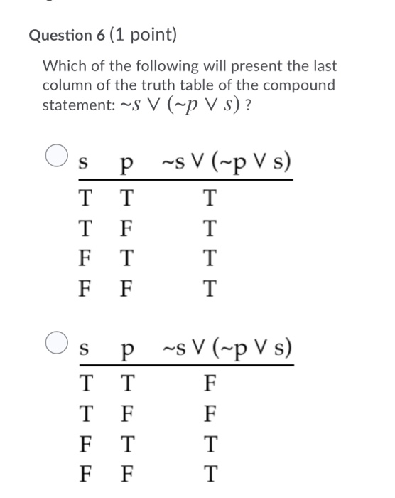 Solved Question 6 1 Point Which Of The Following Will P Chegg Com