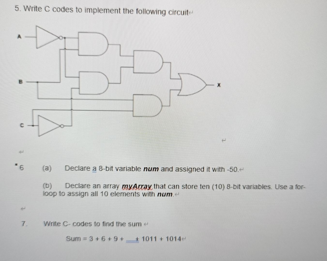 Solved Write C ﻿codes to implement the following circuit6(a) | Chegg.com