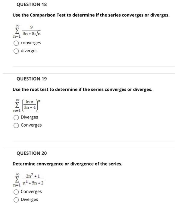 Solved Use the Comparison Test to determine if the series | Chegg.com