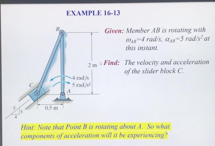 Solved 4 0.5 M EXAMPLE 16-13 2 M 4 Rad/s 5 Rad/s2 Given: | Chegg.com