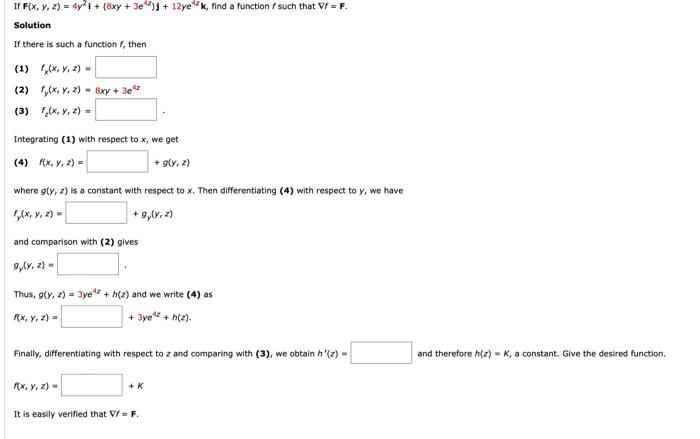 Solved If F(x,y,z)=4y2i+(8xy+3e4x)j+12ye4xk, find a function | Chegg.com