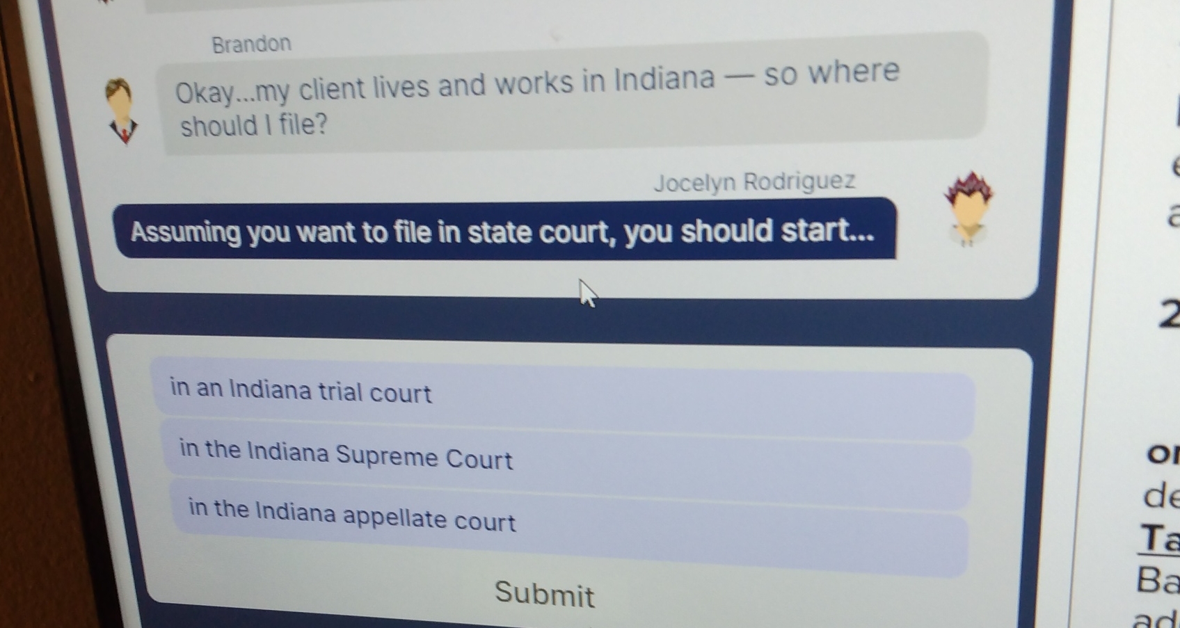 Solved BrandonOkay...my client lives and works in Indiana - | Chegg.com