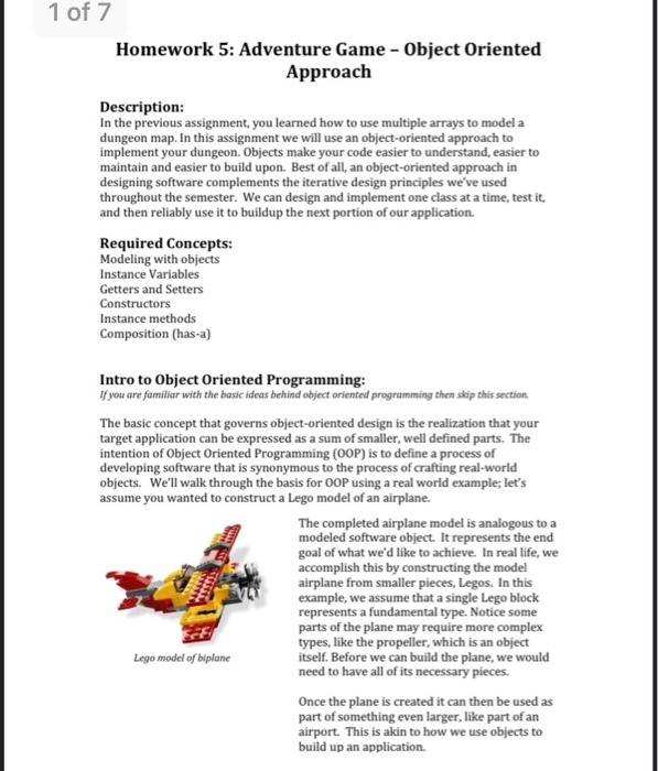 Solved 1 of 7 Homework 5: Adventure Game - Object Oriented | Chegg.com
