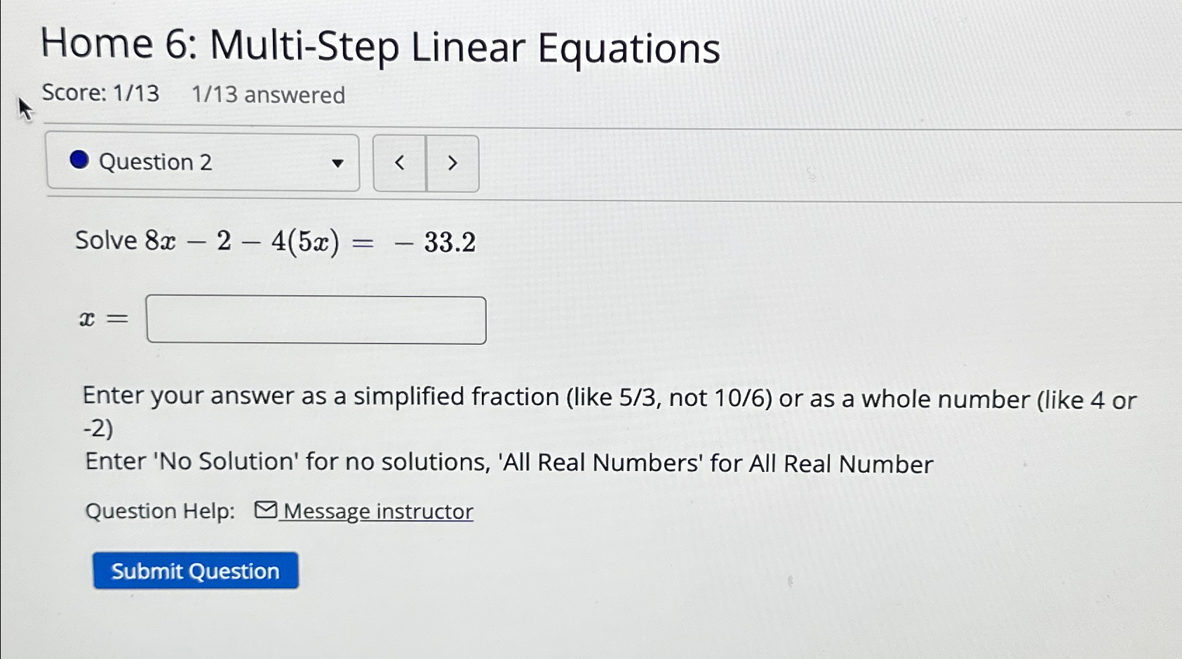 solved-home-6-multi-step-linear-equationsscore-1-13-1-13-chegg