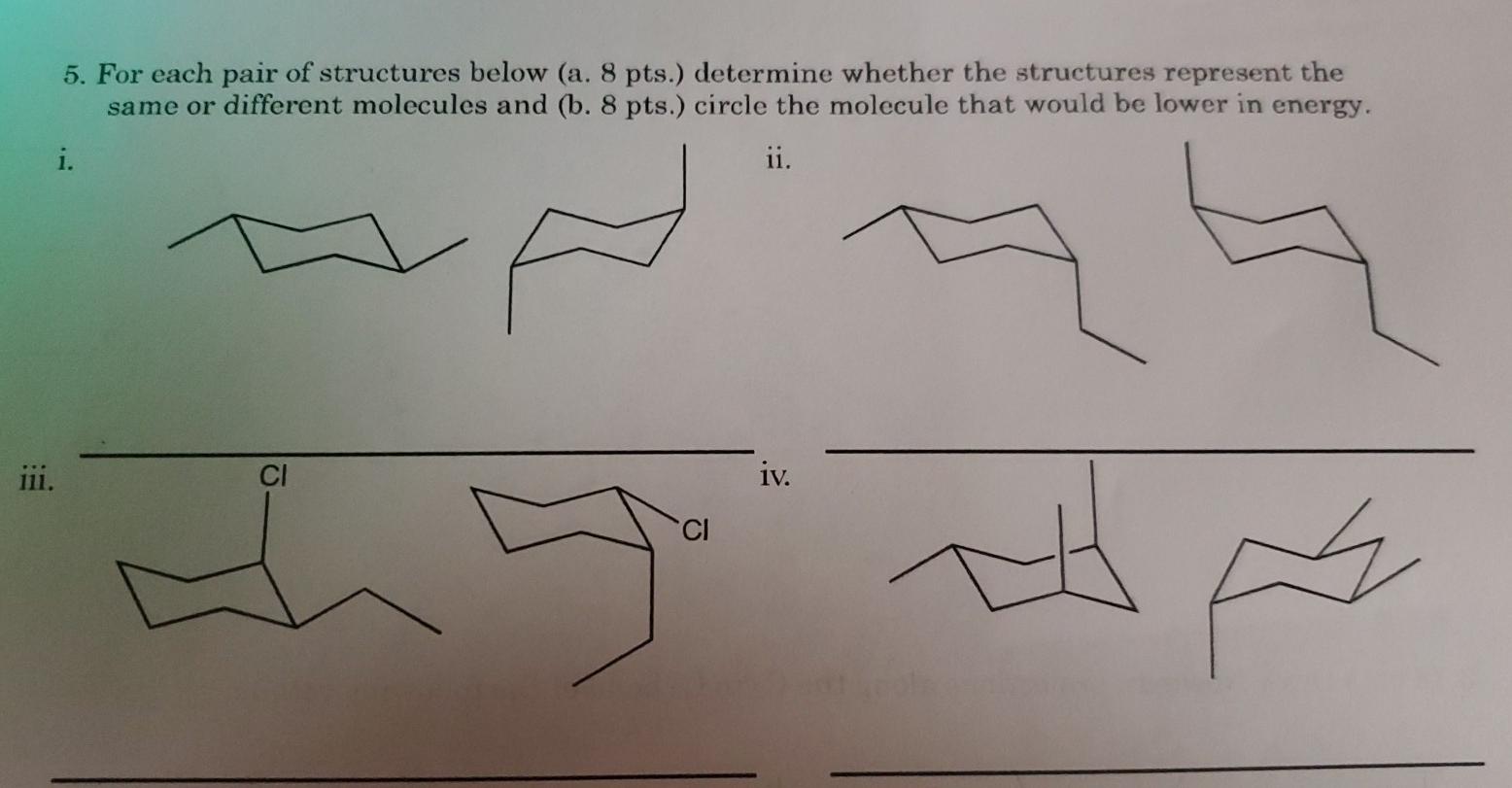 Solved 5. For Each Pair Of Structures Below (a. 8 Pts.) | Chegg.com