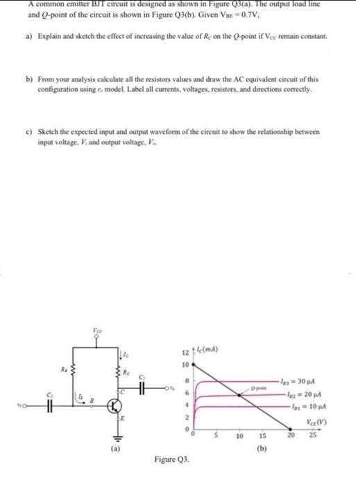 Solved A common emitter BJT circuit is designed as shown in | Chegg.com