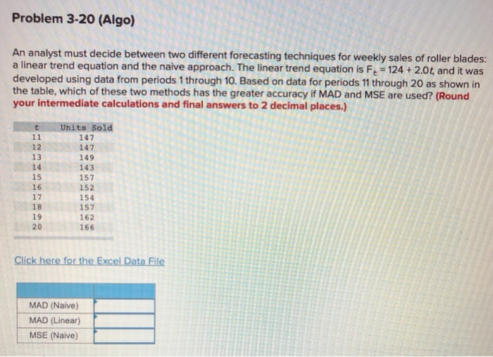 Solved Problem 3-20 (Algo) An analyst must decide between | Chegg.com