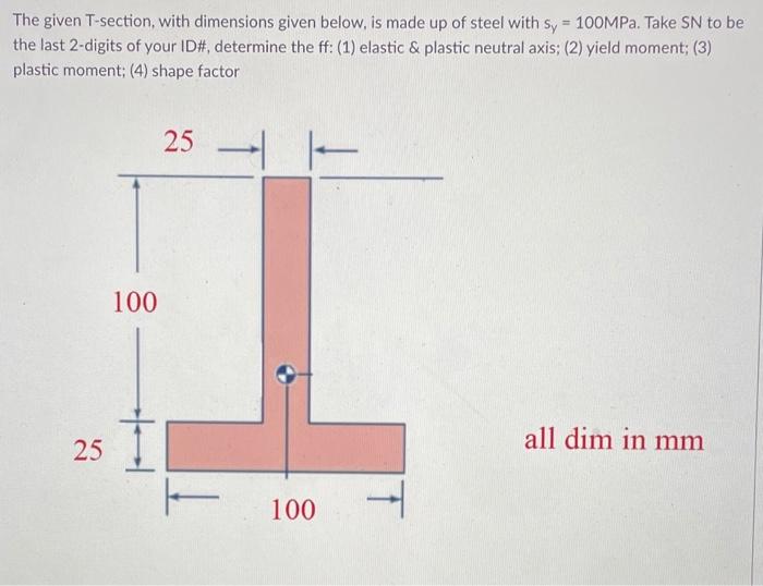 Solved The given T-section with dimensions given below, is | Chegg.com