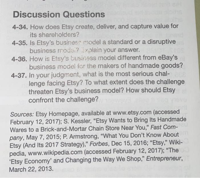 Solved Discussion Questions 434. How does Etsy create,