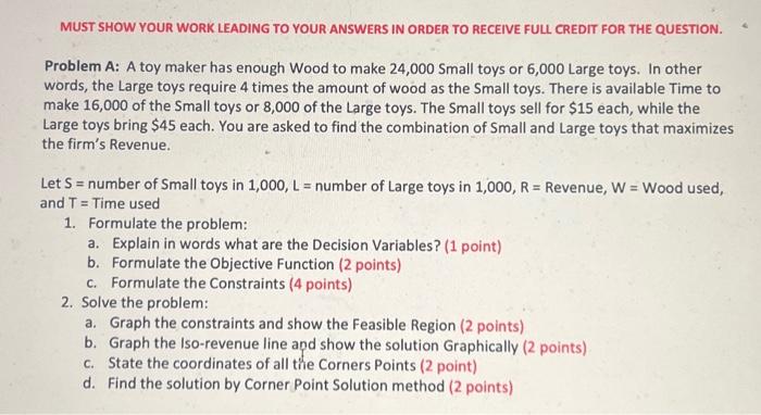 MUST SHOW YOUR WORK LEADING TO YOUR ANSWERS IN ORDER | Chegg.com