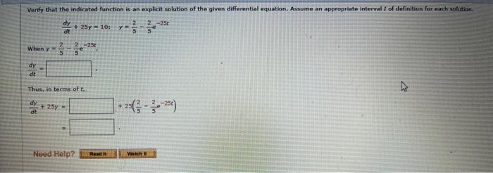 Solved Verify that the indicated function is an explicit | Chegg.com
