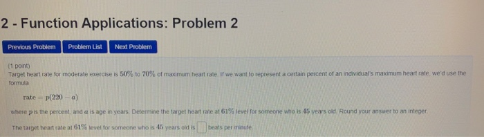 Solved 2 - Function Applications: Problem 1 Previous Problem | Chegg.com