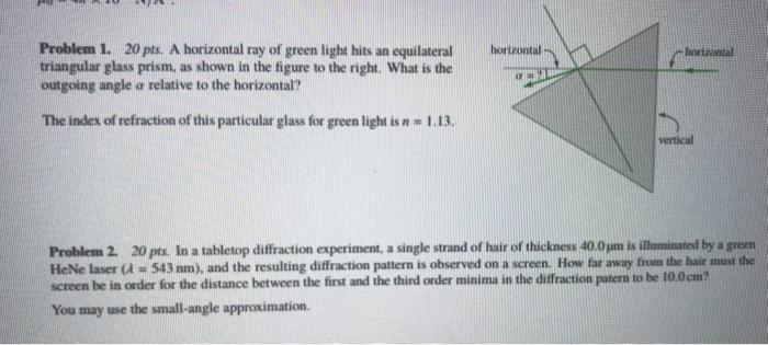 Solved horizontal horizontal Problem 1. 20 pts. A horizontal | Chegg.com