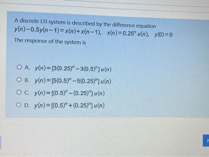 Solved A Discrete LTI System Is Described By The Difference | Chegg.com