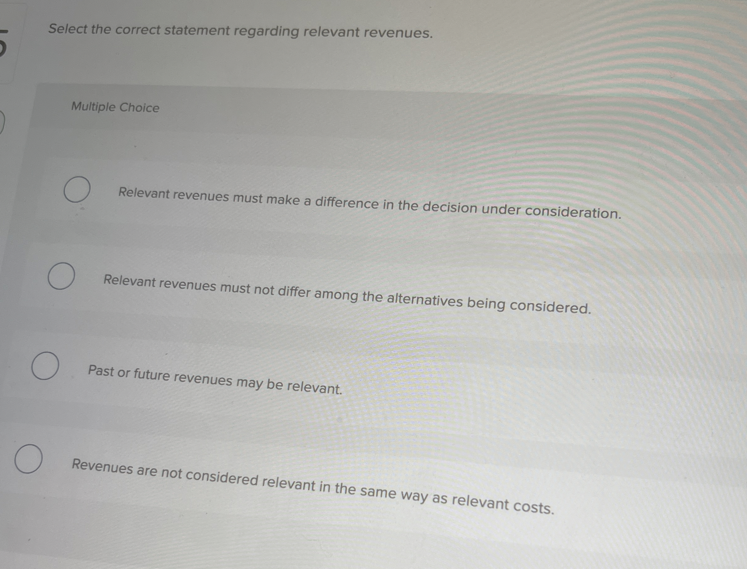 Solved Select the correct statement regarding relevant | Chegg.com