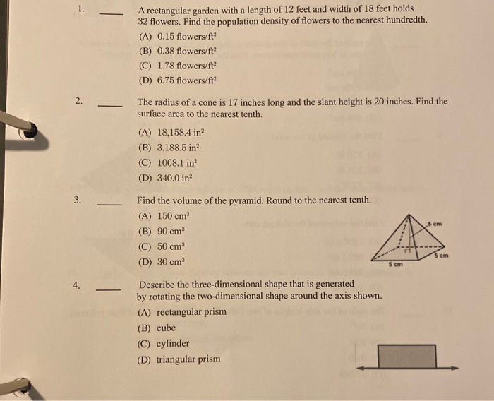 Solved 1 A Rectangular Garden With A Length Of 12 Feet And Chegg Com
