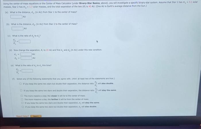 Solved Ing The Center Of Mass Equations Or The Center Of 