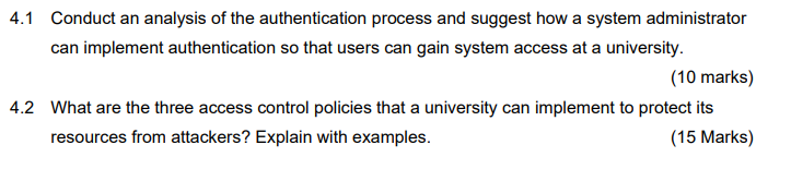 Solved Authentication And Access Control According To An | Chegg.com