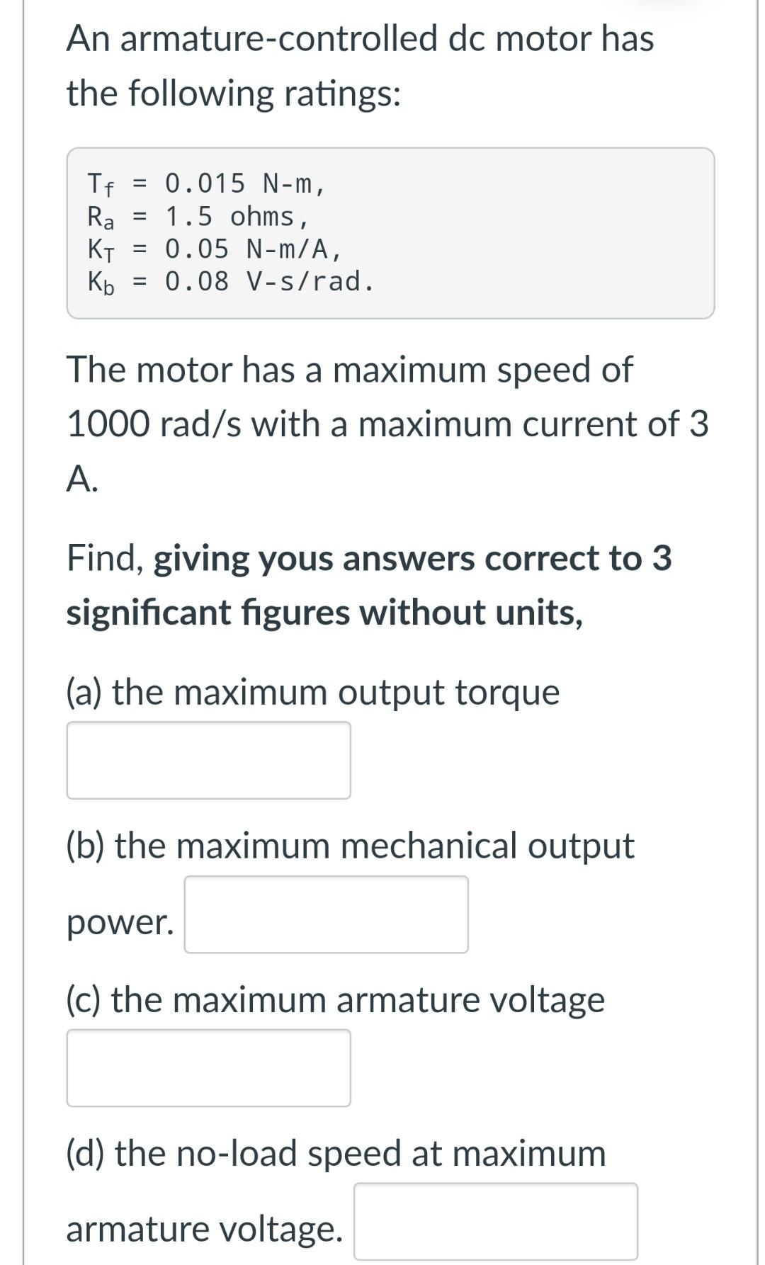 Solved A Dc Series Motor Has An Armature Current Of 10 A At – QNBR