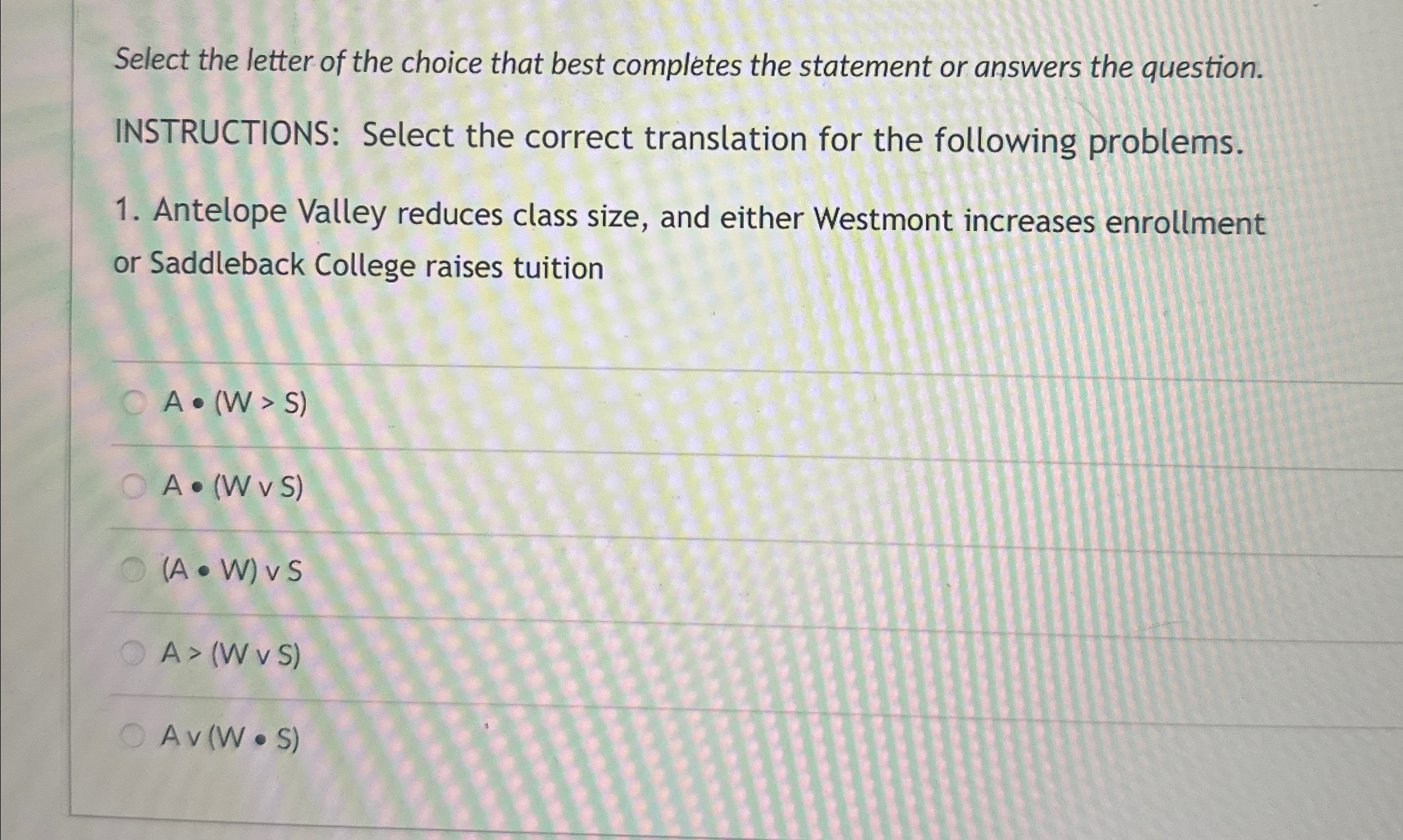 Solved Select the letter of the choice that best completes | Chegg.com