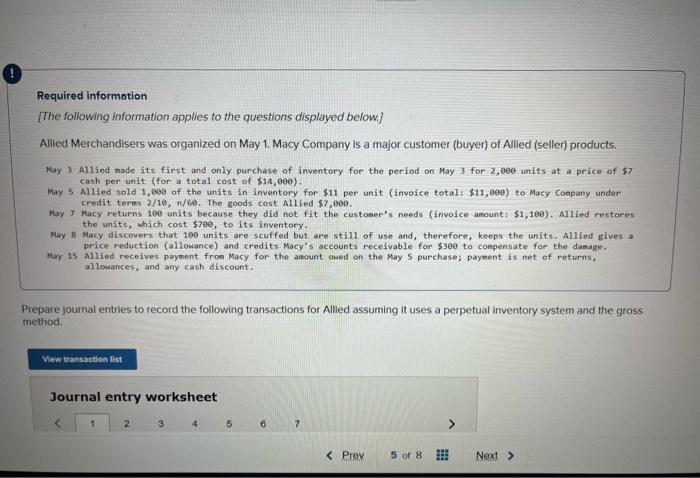 Solved Prepare the journal entries to record the following Chegg com