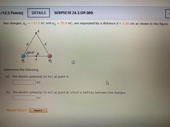 Solved /12.5 Points] DETAILS SERPSE10 24.3.OP.009. Two | Chegg.com