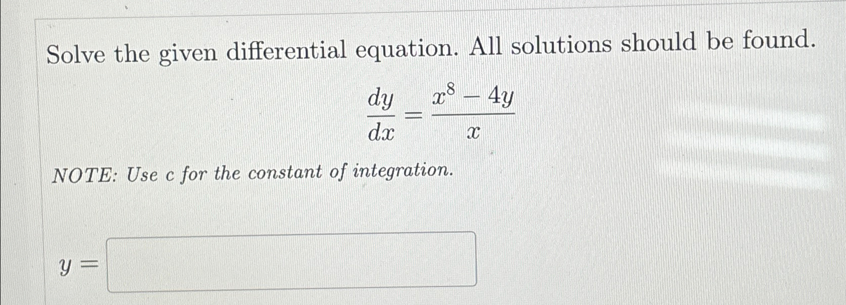 Solved Solve the given differential equation. All solutions | Chegg.com