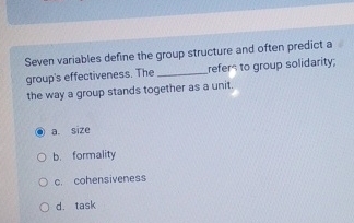 Solved Seven variables define the group structure and often | Chegg.com