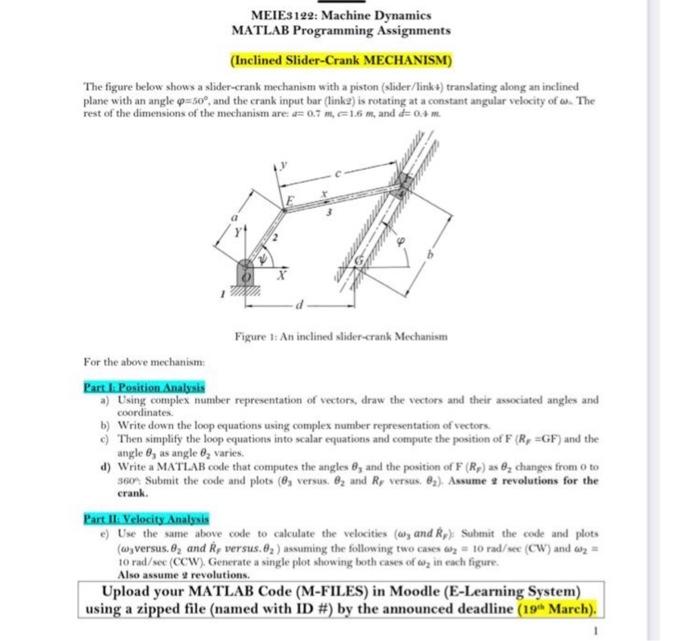 MEIEs122: Machine Dynamics MATLAB Programming | Chegg.com