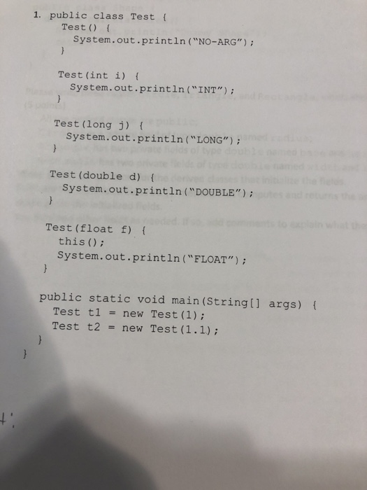 Solved 1. public class Test { Test() { | Chegg.com