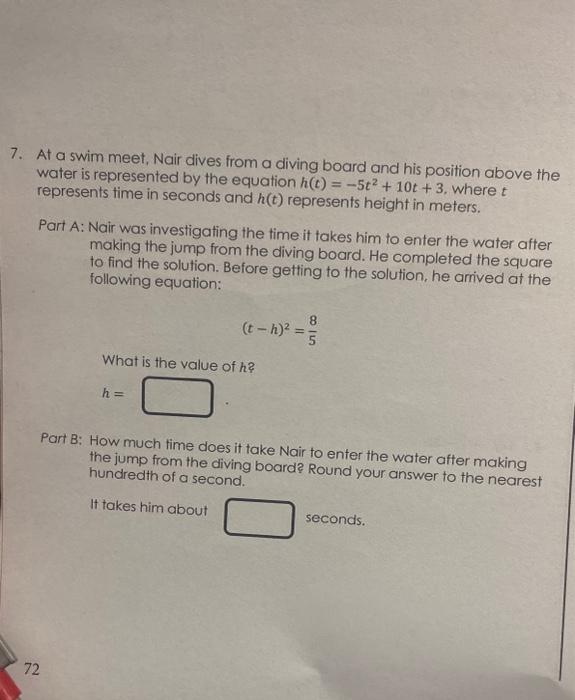 Solved 7. At a swim meet, Nair dives from a diving board and | Chegg.com