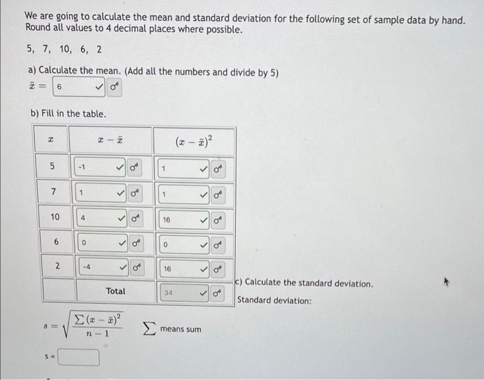 Solved We are going to calculate the mean and standard | Chegg.com