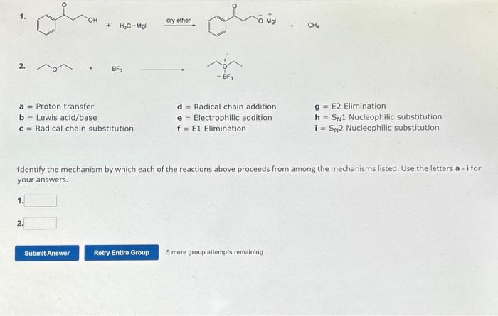 Solved Identify the mechanism by which each of the reactions | Chegg.com