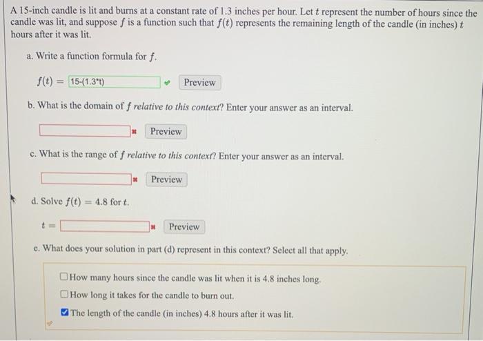 Solved A 15 Inch Candle Is Lit And Burns At A Constant Ra Chegg Com