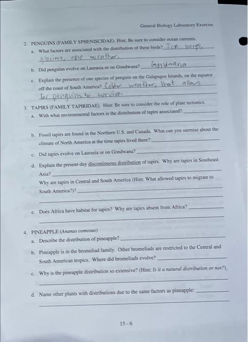 Solved 2. PENGUINS (FAMILY SPHENISCIDAE). Hint: Be sure to | Chegg.com