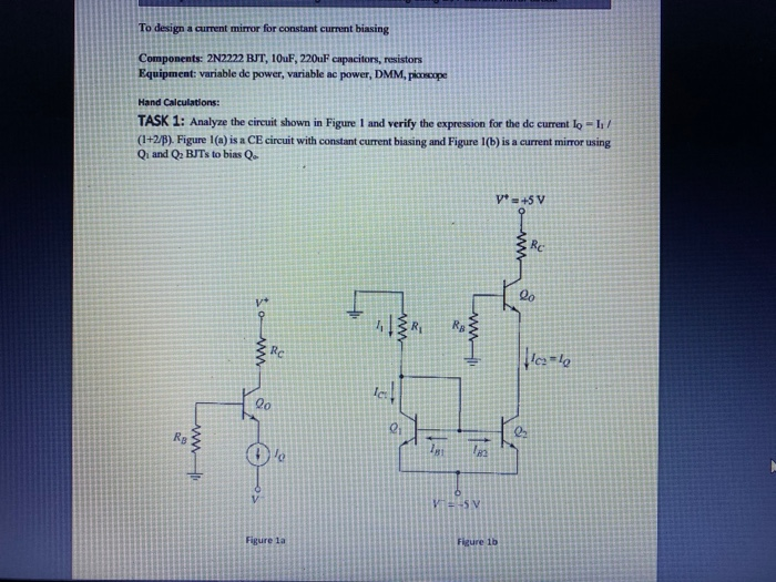 Solved To design a current mirror for constant current | Chegg.com