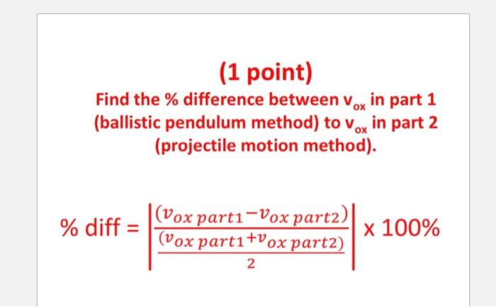 Solved Part \#1--- Ballistic Pendulum Method to Determine | Chegg.com
