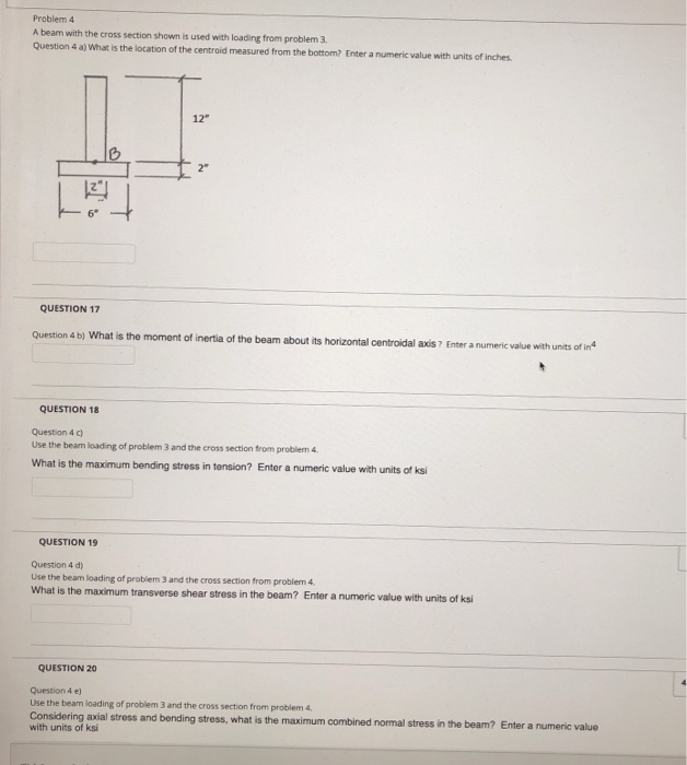 Solved Problem 4 A beam with the cross section shown is used | Chegg.com