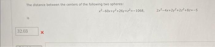 Solved The distance between the centers of the following two | Chegg.com