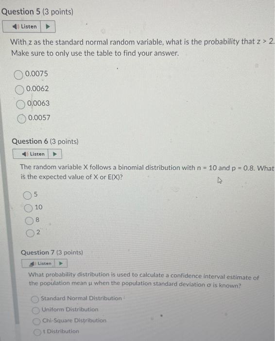 Solved With z as the standard normal random variable, what | Chegg.com