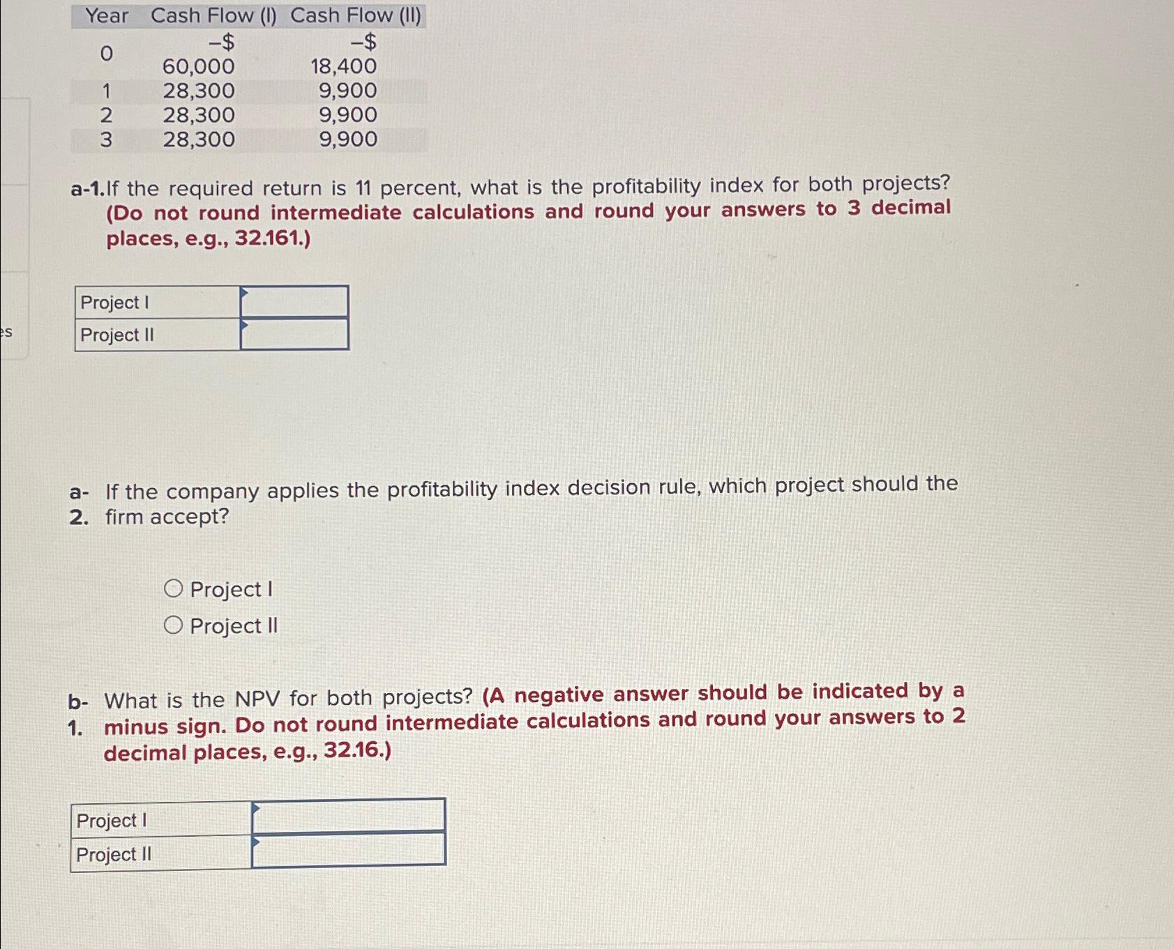 Solved \table[[Year,Cash Flow (I),Cash Flow (II)],[0,-$,-$ | Chegg.com