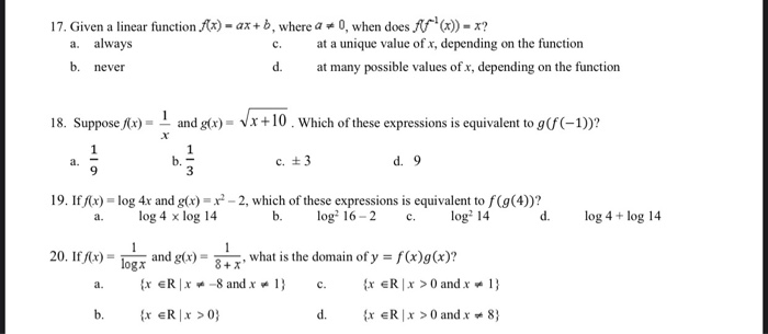 Solved 17 Given A Linear Function F X Ax B Where A 0 Chegg Com