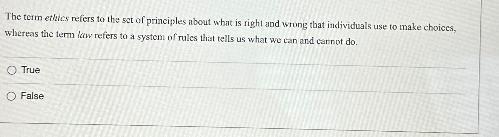 Solved The term ethics refers to the set of principles about | Chegg.com