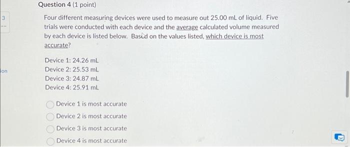 Solved Four different measuring devices were used to measure | Chegg.com
