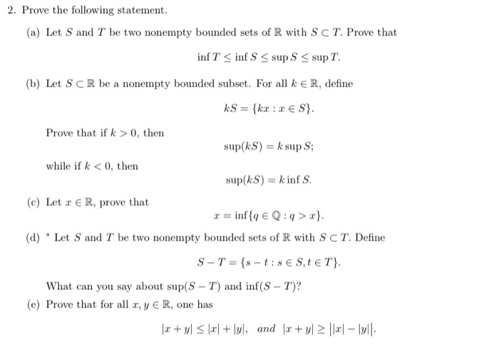 Solved 2 Prove The Following Statement A Let S And T Be