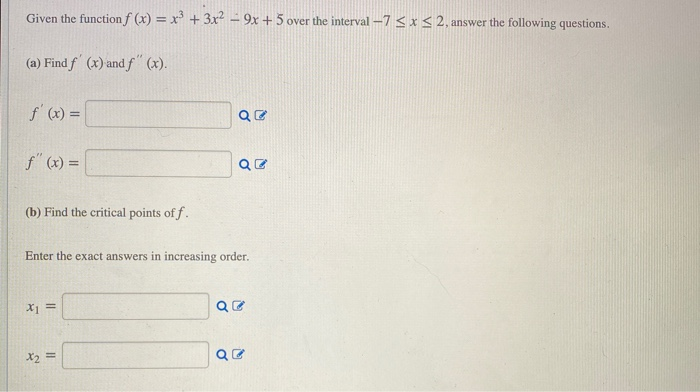 Solved Given The Function F X X3 3x2 9x 5 Over The 8546